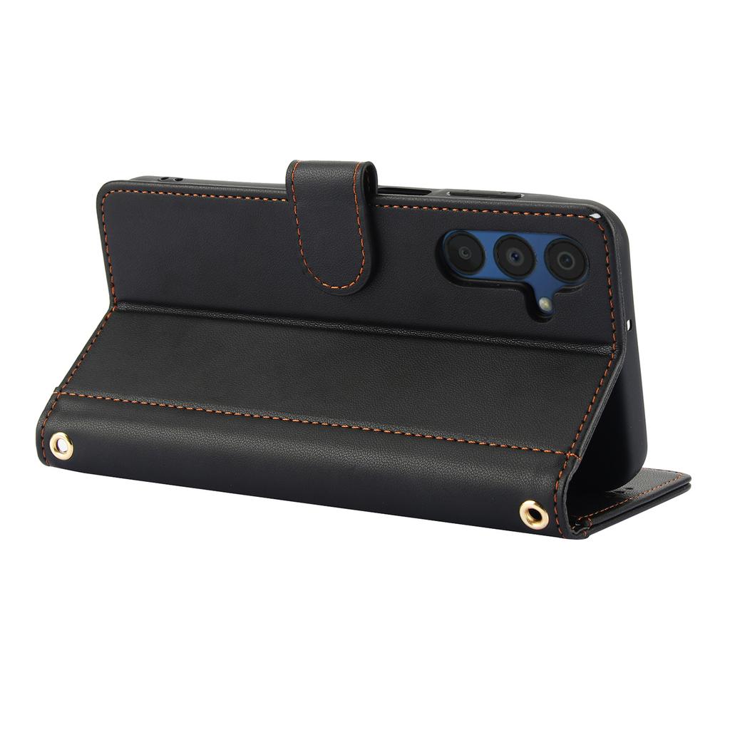 For Samsung Galaxy A57 5G Case PU Leather Stand View Phone Wallet Cover with Hand Strap