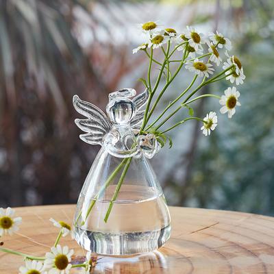 Kreative Engel Glas Kleine Vase Transparent Hydrokulturvase Heim Wohnzimmer Büro Schreibtisch Dekoration Kleines Ornament