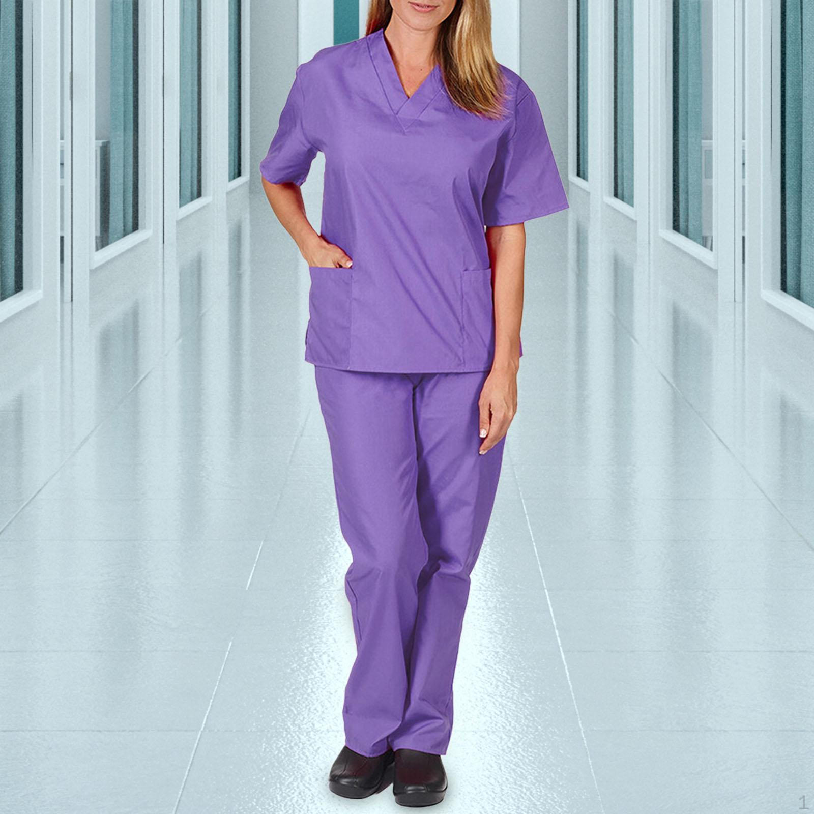 

Жіночий скраб-уніформа з еластичним поясом і штани для косметологічного салону краси Purple_S