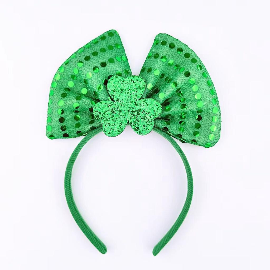 

Irish St Patricks Day Hair Band Bow Tie Shamrock Green Headband Girl Gift Party Green