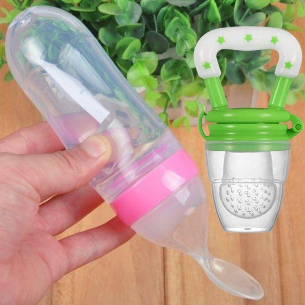 Baby Feeding Combo – Fruit Feeder & Silicone Spoon Feeder Bottle (Pack of 2)