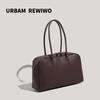 Large Capacity Boston Bag Unisex Minimalist Commuter Tote Bag Single Shoulder Handbag Textured Bowling Bag for Women