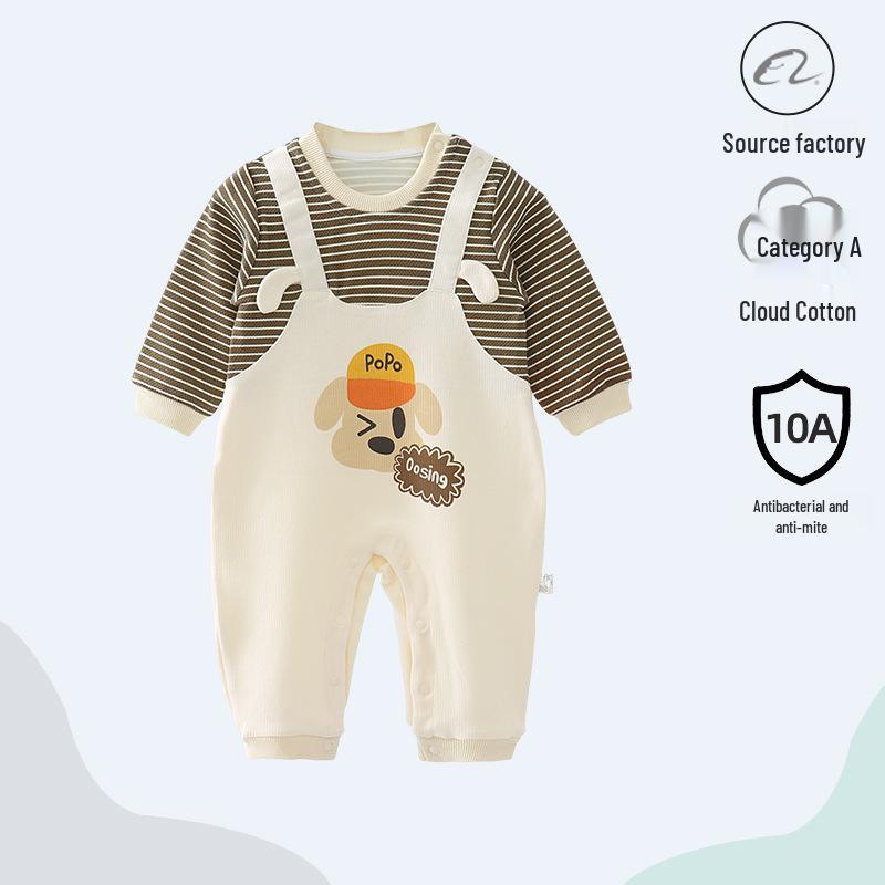 Nation's Top-Selling: Antibacterial Cotton Baby Bodysuit for Spring & Autumn - Long Sleeve, Perfect for Crawling & Home Wear.