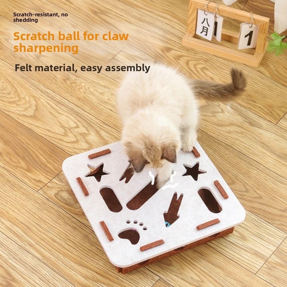 Felt Cat Scratching Posts with Ball Cat Exercise Toy Durable Cat Puzzle Box Kitten