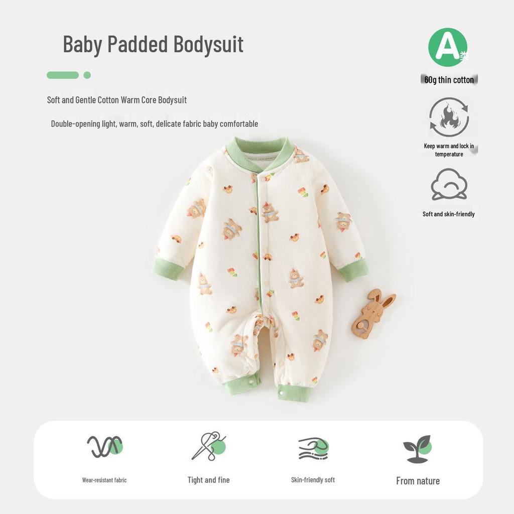Quilted Newborn Jumpsuit - 60g Spring/Autumn Warm Romper for Indoor/Outdoor Wear
