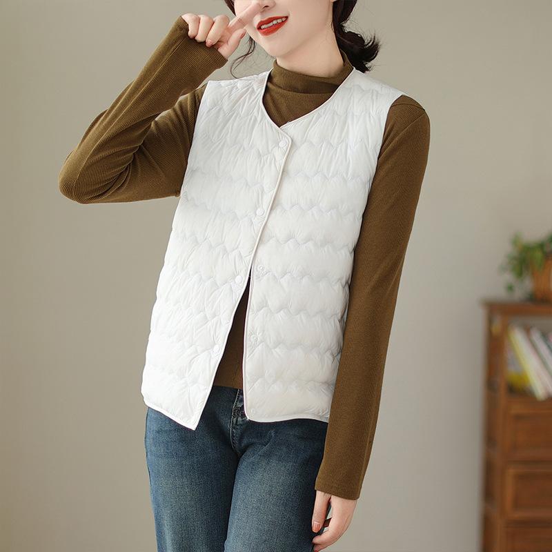 Gilet imbottito leggero retrò da donna per l'autunno e l'inverno, da indossare all'esterno, giacca gilet calda, tendenza
