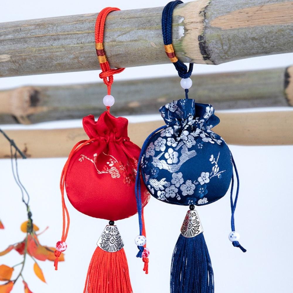 Sáček Vintage brokát Hanfu Příslušenství Car Hang Interiér Přenosný sáček Úložná taška na šperky