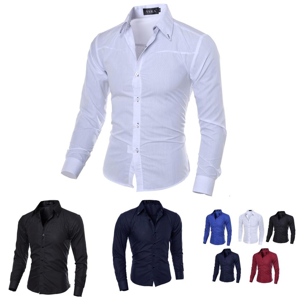 Fashion Casual Solid Color Long Sleeve Men Shirt With Soft Slim Fit Design