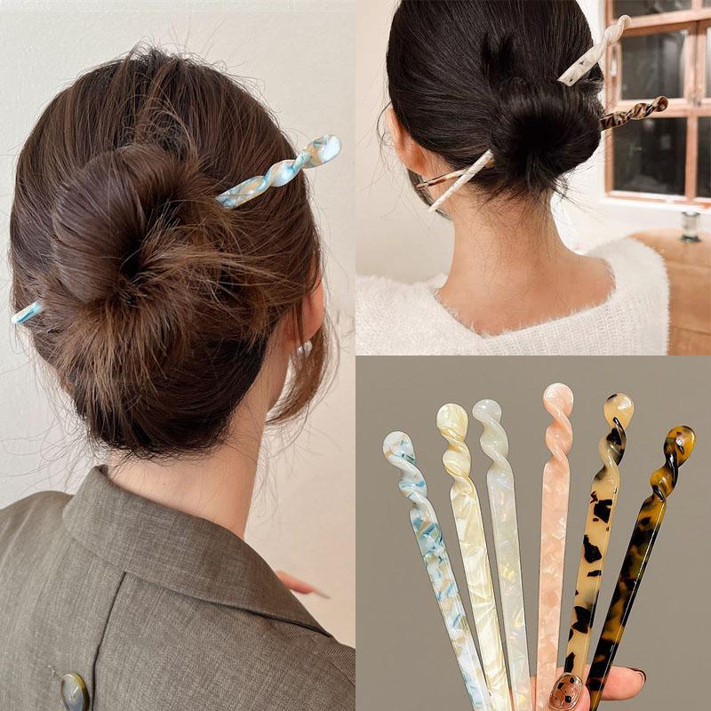 Chinese Style Hair Sticks Vintage Acetate Resin Chopstick Women Hairpins Clip Pin Headwear Wedding Jewelry Accessories Gifts