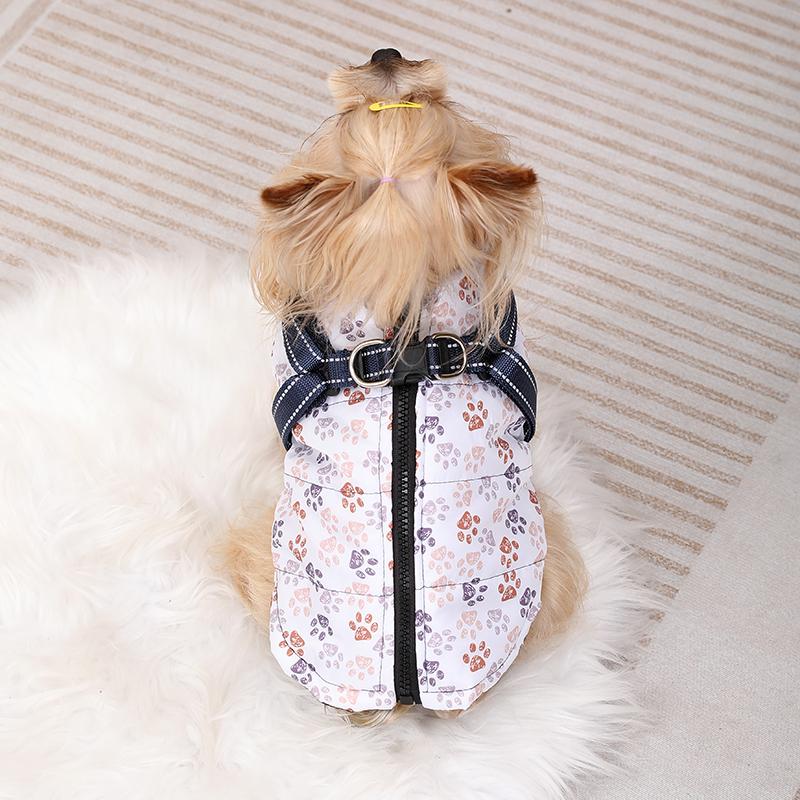 Winter Dog Coat Reflective Pet Clothes With Harness For Small Medium Dogs Cat Waterproof Cozy Puppy Jacket Yorkie Pug Costume