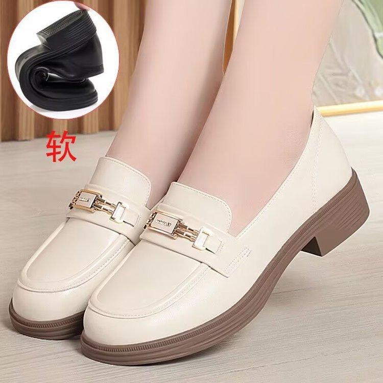 Popular Comfortable British Women's Shoes 2025 Autumn One-pedal Soft-soled Single Shoes Leather Shoes Women's New Soft Leather Loafers Women's