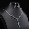 Jewelry Set European and American Temperament Purple Crystal Bridal Dress Set Versatile Necklace Earrings Rhinestones