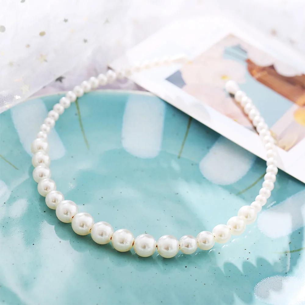 Modyle Fashion Full Pearl Hairbands Elastic Flower Women Hair Hoop Bands Headband Bezel Girls Hair Accessories Headdress