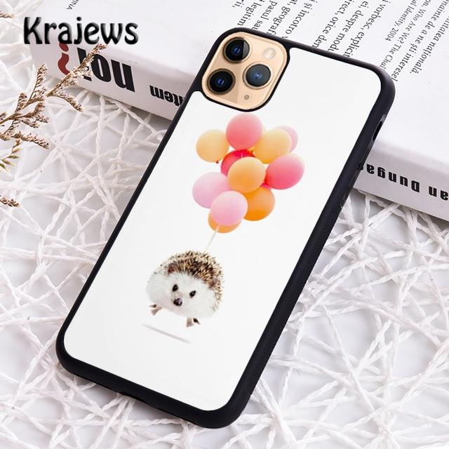 Krajews Hedgehog and Balloon Phone Case Cover For iPhone 17 Air 16 15 14 plus 11 12 13 pro max coque Shell Fundas