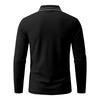Autumn Mens Solid Long Sleeve Polo Shirt Contrast Striped Lapel Collar Button Placket Breathable Golf Casual Wear Tees