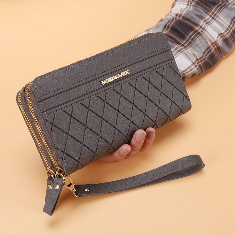 Portofel plic lung versatil pentru femei - Fermoar dublu, Capacitate mare, Suport multifuncțional pentru monede și carduri