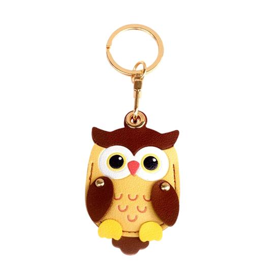 Keychain Pendant Cartoon Owl Charm Card Holder Faux Leather Access Card Case Decorative Keychain