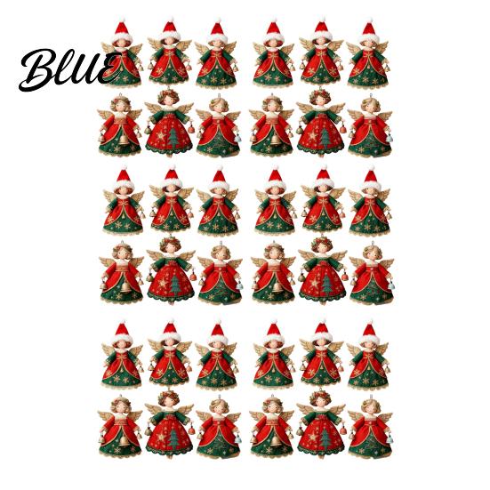 Reusable Wood Holiday Ornaments Hanging 2D Wooden Flat Decorations 6/10/12/24/36PCS Angel Christmas for Xmas Window Display Props Tree Wall