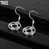 925 Sterling Silver Minimalist Artistic Openwork Round Disc Pendant Earrings - Fashion Gift Jewelry