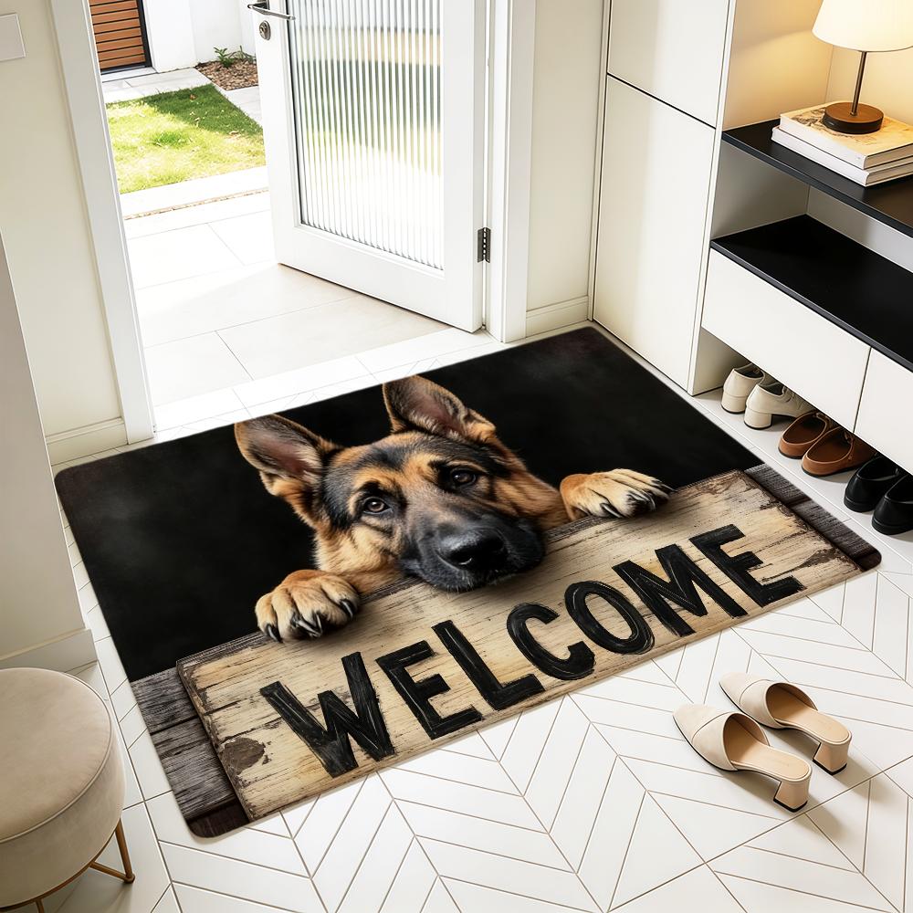 Welcome Art Cute Fun Cartoon Dog Home Bedside Rug Kitchen Bath Floor Mat Hallway Balcony Carpet Entrance Doormat Hogar Decor