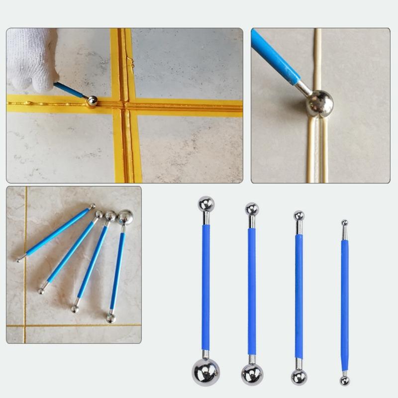 4pieces Caulking Edge Tool Kit Tile Joint Floor Repair Double Steel Pressed Ball
