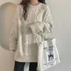 Twist Rundhals Pullover Pullover weibliche Herbst und Winter neue koreanische Version lose weiche wachsartige Pullover