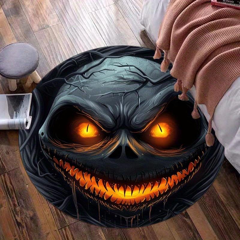 Jack Skellington Nightmare Before Christmas Round Crystal Velvet Rug Halloween Horror Theme Decorative Floor Mat 60cmx60cm