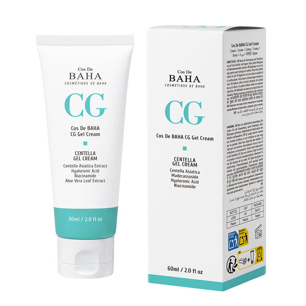 COS DE BAHA CG Centella Gel Cream Soothing, Brightening & Hydrating Moisturizer 60ml / 120ml 60ml 1EA