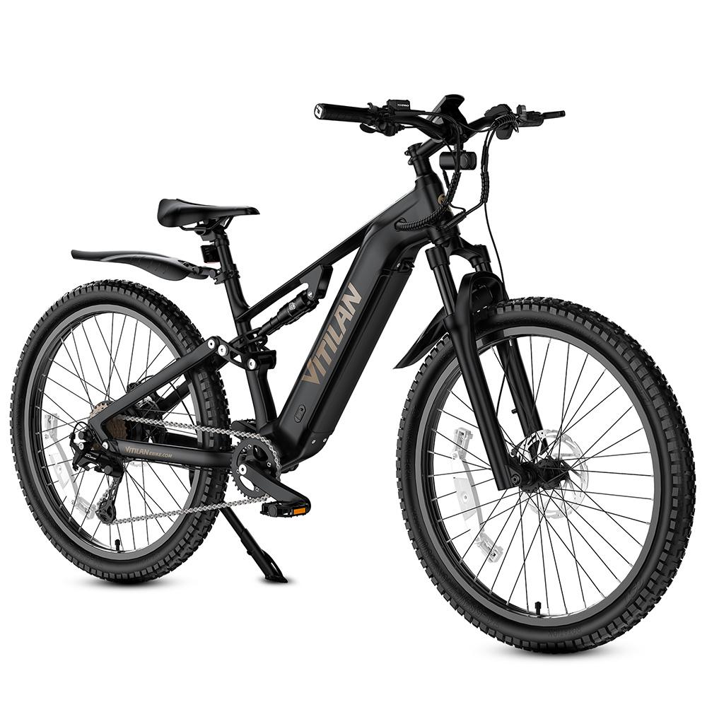 Electric Bicycle All Terrain Vitilan M5 27.5" Tire 500W Motor Fully Suspended Adult Electric Bike 48V 15Ah Dual Hydraulic Brakes Max Load 150Kg