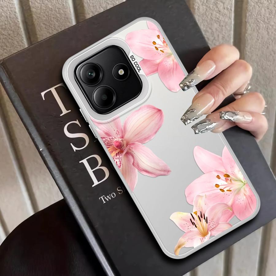 Pink Lily Flower Pattern Back Phone Cover Case for Xiaomi Poco F4 X3 NFC X5 X3 Pro C51 F3 GT C50