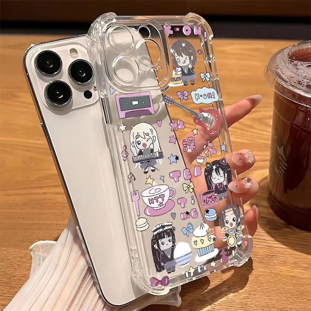 Japanese Anime K-ON! Phone Case For iPhone 16e 16 15 14 13 12 11 Mini Pro Max X XR XSMax 7 8 Plus Anti Fall Transparent Cover