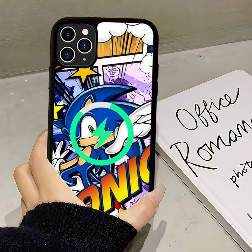 Anime S-Sonic H-HedgehogES Magnetic Wireless Phone Case For IPhone 17 16 15 14 13 12 11 Pro Max Plus Mag Phone Cover