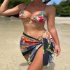 2025 New European & American Tie-dye Bikini Set with Mesh Skirt