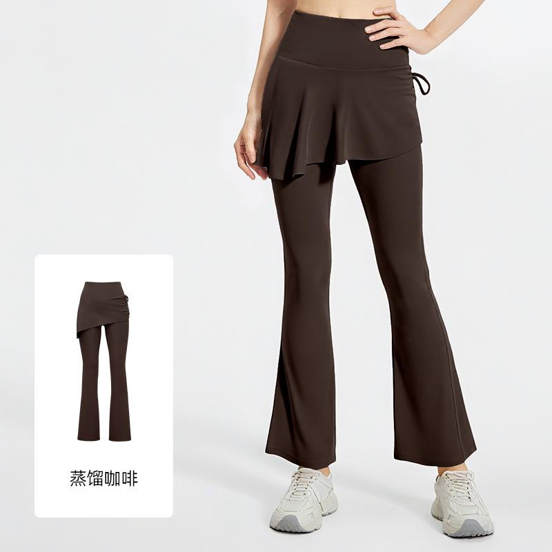 New Wrinkled Flared Culottes Fake Two-piece micro-La Pilates High-waisted Hip-lifting Yoga Pants