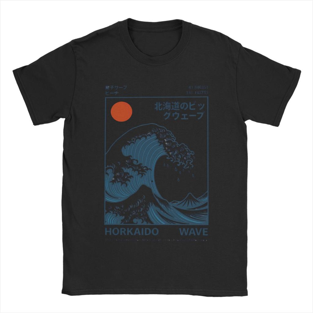 HOKKAIDO WAVE Unisex T Shirt  Humor Tees Short Sleeve Round Neck TShirts Pure Cotton New Arrival Clothes