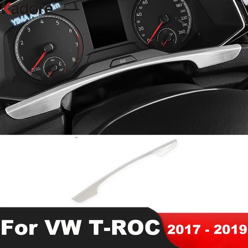 Car Dashboard trument Panel Frame Cover Trim For Volkswagen VW T-Roc TROC 2017 2018  Stainless Steel Interior Accessories