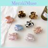 Mini Geometric Hair Claw Clip In Floral Blue 3.5cm Retro Style For Women