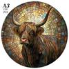 Non-Toxic Beautiful Highland Cow Animal Wooden Puzzle For Adults Children Wood Jigsaw Crafts Shaped Birthday Gift Toys Puzzle