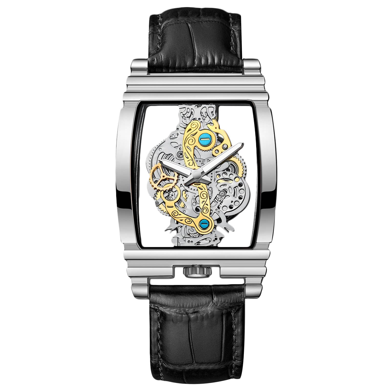 

RORIOS Analog Quartz Leather Perfect for or Any a Stylish and Popular Unisex Gift Men s Tonneau-Shaped Watch, Lightweight, Waterproof, Luminous, Band,