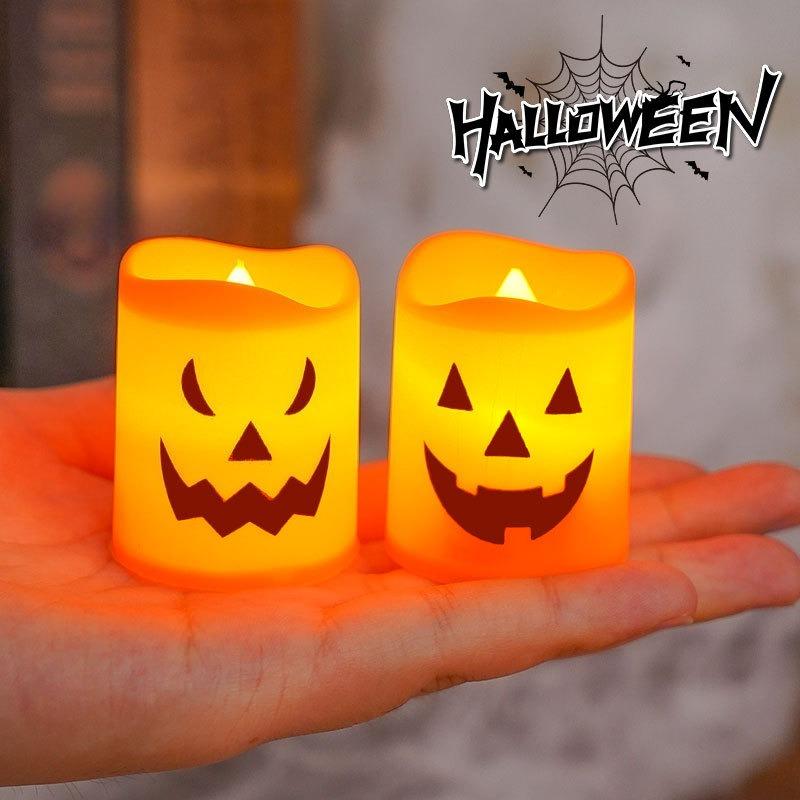 LED Candle Light Battery Powered Pumpkin Skull Ghost Spooky Light Halloween Party Decora Ambiance Electronic Candle Lights