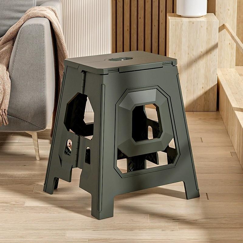 Portable Folding Stool 42cm Seat Height Heavy Duty Plastic Camping Chair Outdoor Garden Home Compact Storage