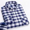 Spring and Autumn Men's Pure Cotton Long Sleeved Shirts for Middle and Youth Leisure All Cotton Oxford Plaid Plus Size Shirts