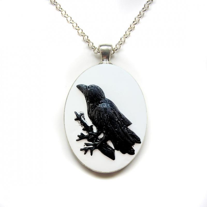 Gothic Raven Forest Pendant Charm Necklace