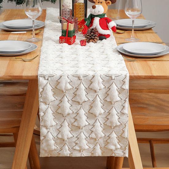 Christmas Table Runner 3D Xmas Tree Table Runner Thickened Sequin Tablecloth for Holiday Home Farmhouse Dining Table Decor