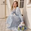 Women's V-Neck Embroidered A-Line Tiered Resort Dress