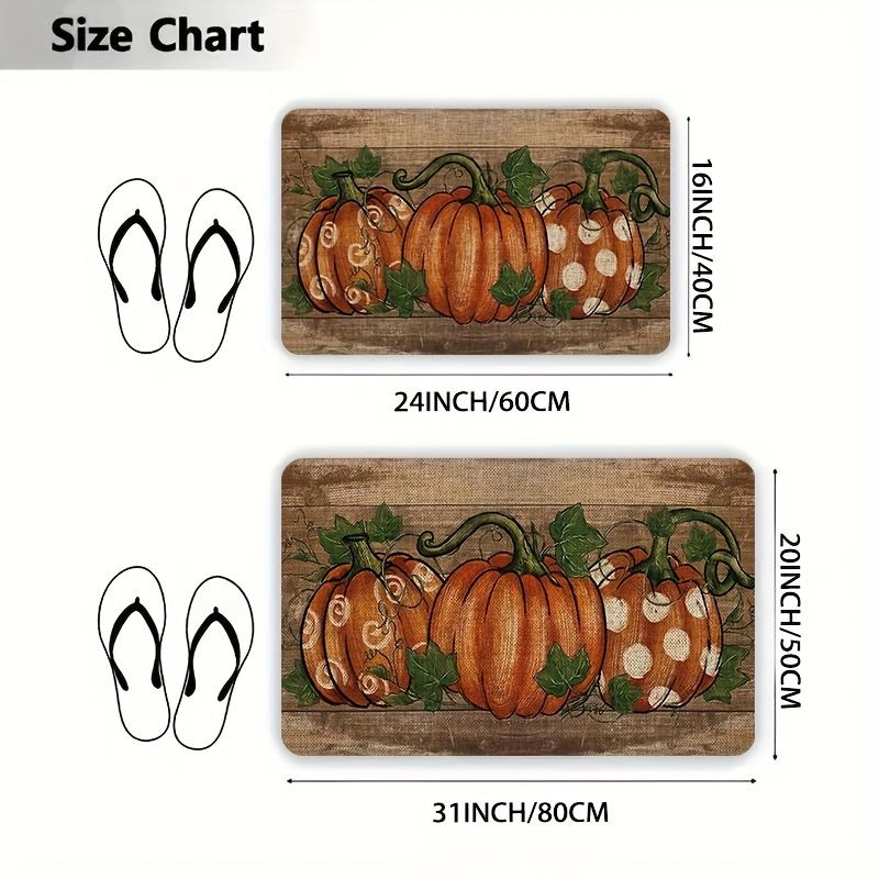 1pc Autumn Pumpkin Rectangular Thanksgiving Doormat, Non-slip And Washable Polyester Doormat, Flannel Material Is Soft, Comfortable And Easy To Clean,