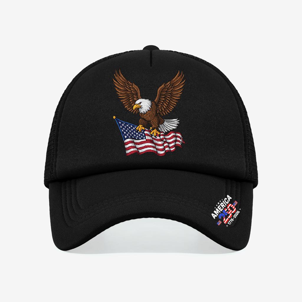 1 Stück Vintage 250. Amerika Trucker-Hut, Realistischer Adler-Flaggen-Druck, Streetwear-Kappe für patriotische Fans