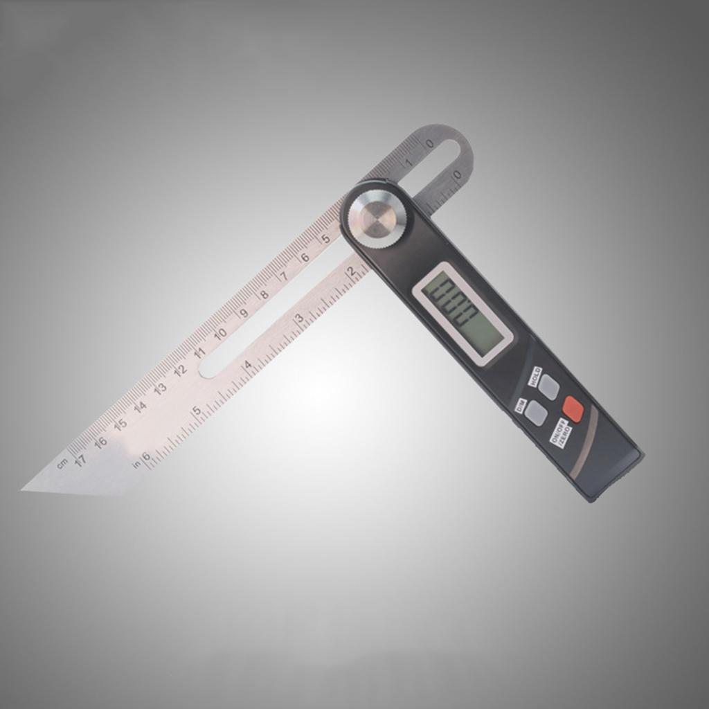 Square 17cm/6.69inch Digital Display Woodworking Measuring Ruler Protractor