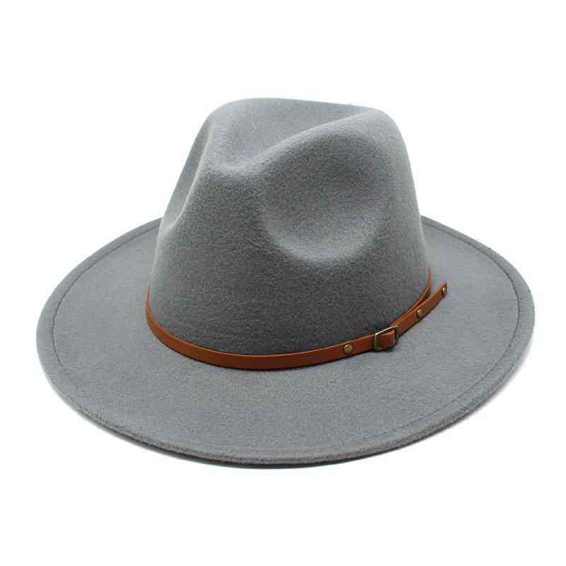 British Jazz Hat Season Wool Hat Simple Felt Big Eave Hat Tide Flat Edge Hat
