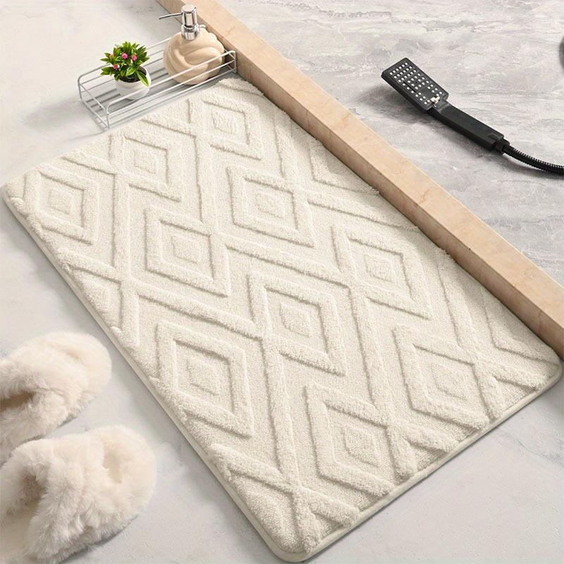 Weiche Mikrofaser Badematte Diamant-Jacquard-Design Rutschfest Saugfähig Duschmatte Schlafzimmer Türvorleger Heimdeko 40x60cm